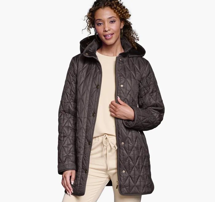 JohnstonandMurphy Coats Jackets and Vests Quilted Coat Dark Brown 8211 Women