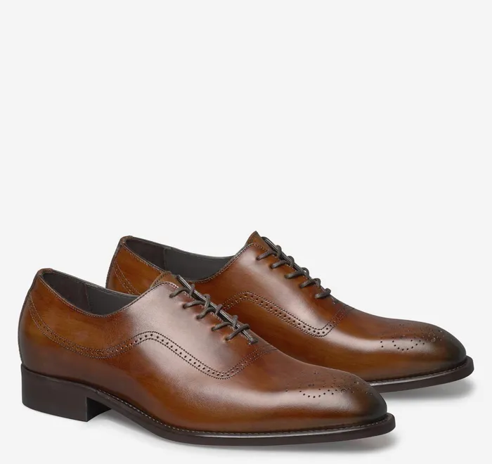 JohnstonandMurphy Dress Shoes Ellsworth Plain Toe Medallion Brown Italian Calfskin 8211 Men