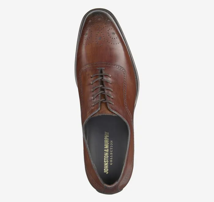 JohnstonandMurphy Dress Shoes Ellsworth Plain Toe Medallion Brown Italian Calfskin 8211 Men