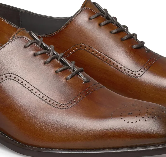 JohnstonandMurphy Dress Shoes Ellsworth Plain Toe Medallion Brown Italian Calfskin 8211 Men