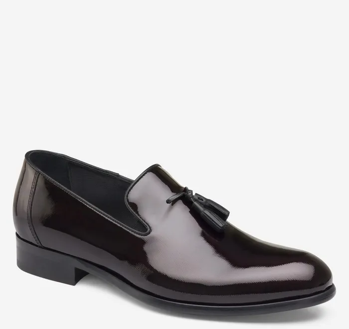 JohnstonandMurphy Formal Shoes Highland Tassel SlipOn Loafer Burgundy Italian Textured Patent 8211 Men