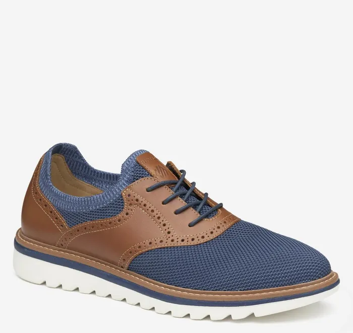 JohnstonandMurphy LaceUps Braydon Knit Saddle Navy Knittan Full Grain 8211 Men