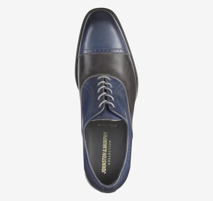 JohnstonandMurphy LaceUps Ellsworth Cap Toe Navybrown Italian Calfskin 8211 Men JohnstonandMurphy LaceUps Ellsworth Cap Toe Navybrown Italian Calfskin 8211 Men