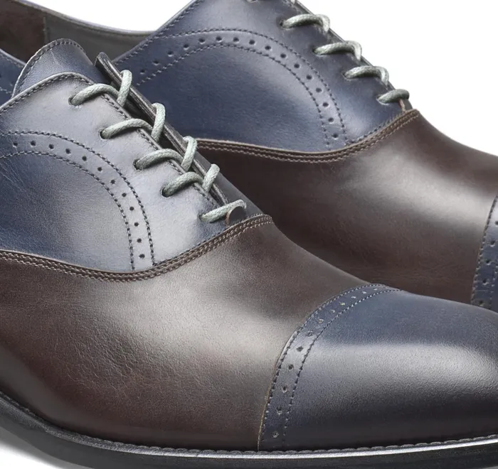 JohnstonandMurphy LaceUps Ellsworth Cap Toe Navybrown Italian Calfskin 8211 Men JohnstonandMurphy LaceUps Ellsworth Cap Toe Navybrown Italian Calfskin 8211 Men