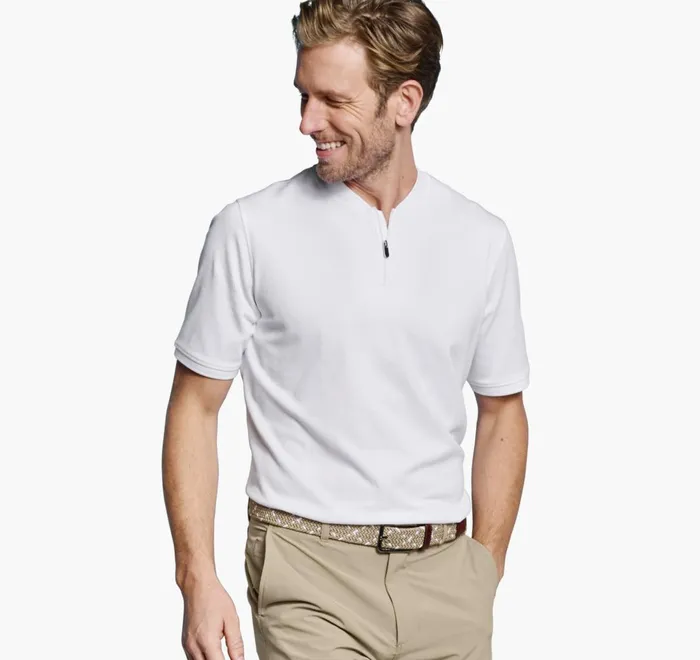 JohnstonandMurphy Polos and Tees Jacquard Zip Polo White 8211 Men JohnstonandMurphy Polos and Tees Jacquard Zip Polo White 8211 Men