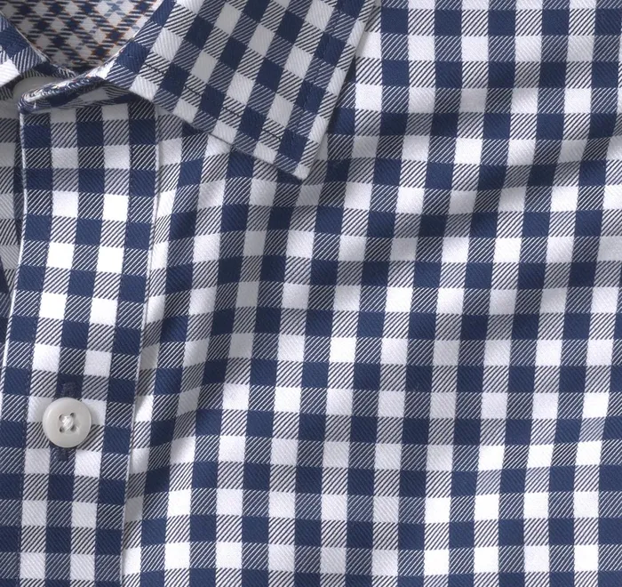 JohnstonandMurphy Shirts NonIron Dress Shirt Navy Twill Gingham 8211 Men JohnstonandMurphy Shirts NonIron Dress Shirt Navy Twill Gingham 8211 Men