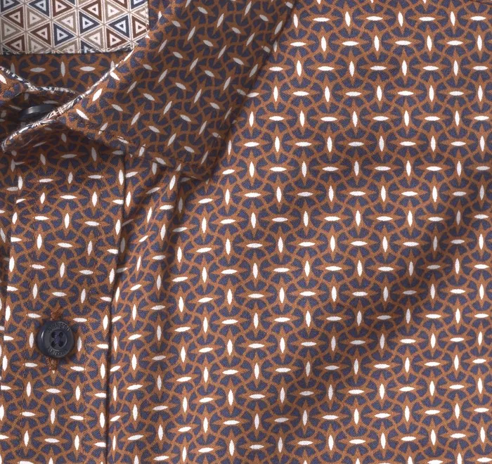 JohnstonandMurphy Shirts Printed Cotton Shirt Rustnavy Linked Ovals 8211 Men JohnstonandMurphy Shirts Printed Cotton Shirt Rustnavy Linked Ovals 8211 Men