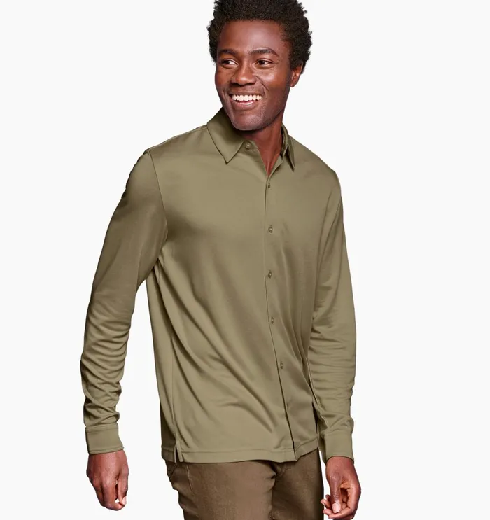 JohnstonandMurphy Shirts Vintage Birdseye ButtonFront Olive 8211 Men