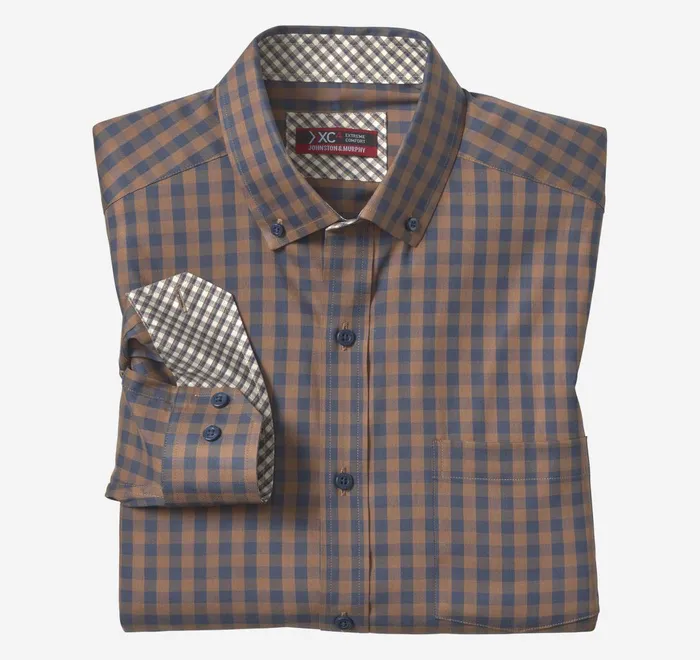 JohnstonandMurphy Shirts Xc4 Sport LongSleeve Shirt Brown 8211 Men