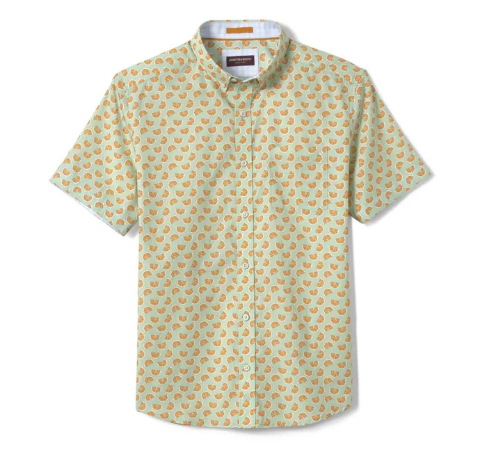 JohnstonandMurphy ShortSleeve Shirts Printed Cotton ShortSleeve Shirt Green Citrus 8211 Men JohnstonandMurphy ShortSleeve Shirts Printed Cotton ShortSleeve Shirt Green Citrus 8211 Men