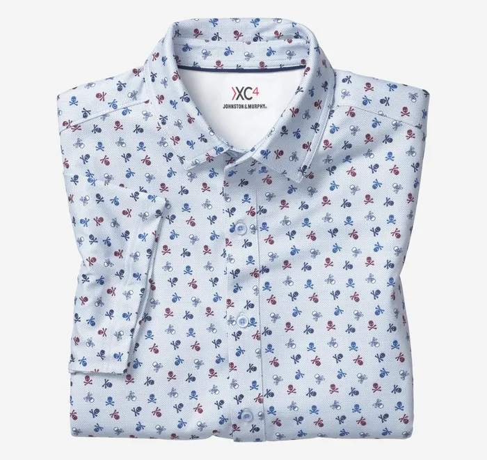 JohnstonandMurphy ShortSleeve Shirts Xc4 Performance Shirt Navy Skull 8211 Men
