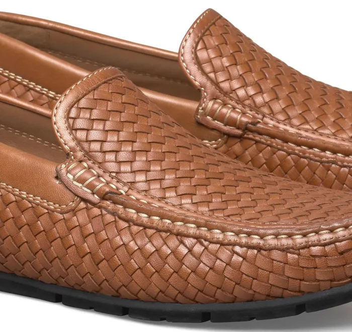 JohnstonandMurphy SlipOns and Loafers Baldwin Driver Woven SlipOn Loafer Tan Sheepskin 8211 Men