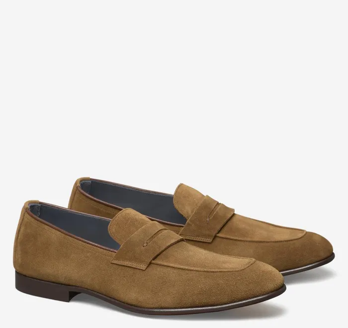 JohnstonandMurphy SlipOns and Loafers Taylor Penny Loafer Snuff Italian Suede 8211 Men