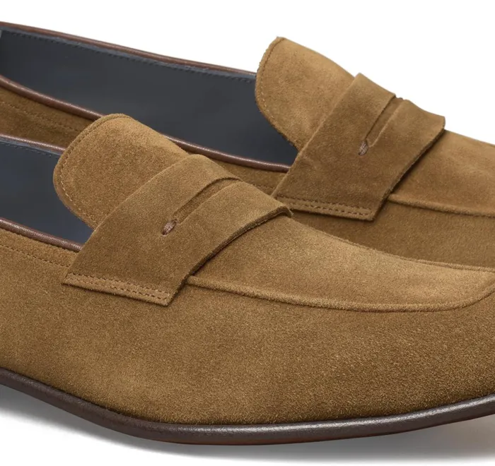 JohnstonandMurphy SlipOns and Loafers Taylor Penny Loafer Snuff Italian Suede 8211 Men JohnstonandMurphy SlipOns and Loafers Taylor Penny Loafer Snuff Italian Suede 8211 Men