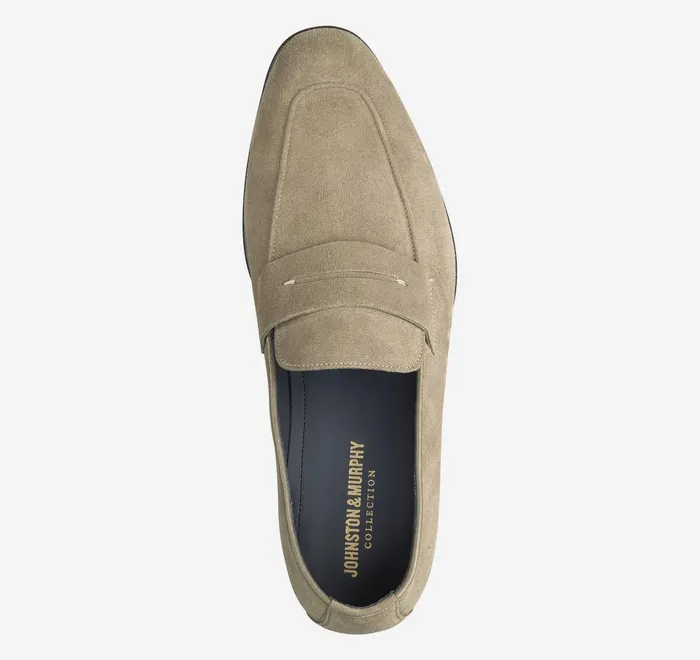 JohnstonandMurphy SlipOns and Loafers Taylor Penny Loafer Taupe Italian Suede 8211 Men JohnstonandMurphy SlipOns and Loafers Taylor Penny Loafer Taupe Italian Suede 8211 Men