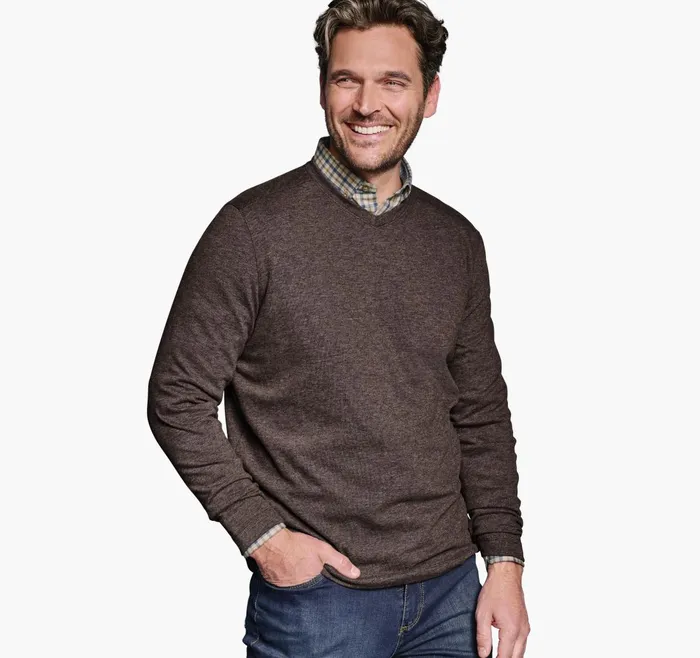 JohnstonandMurphy Sweaters and Knits Knit VNeck Dark Brown 8211 Men