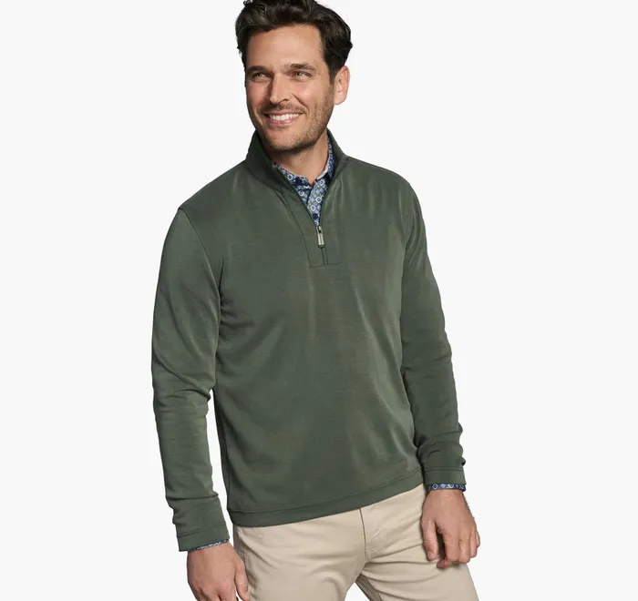 JohnstonandMurphy Sweaters and Knits Vintage Washed QuarterZip Olive 8211 Men