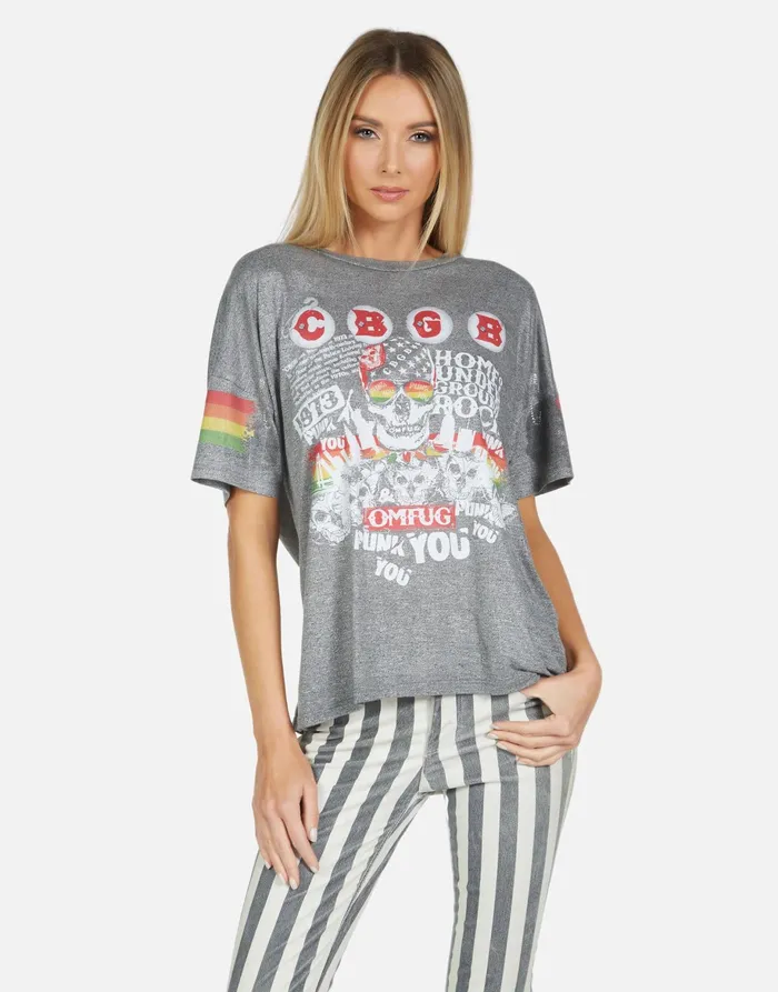 Jolene CBGB 1973 Heather Grey Women039s Lauren Moshi Short Sleeve