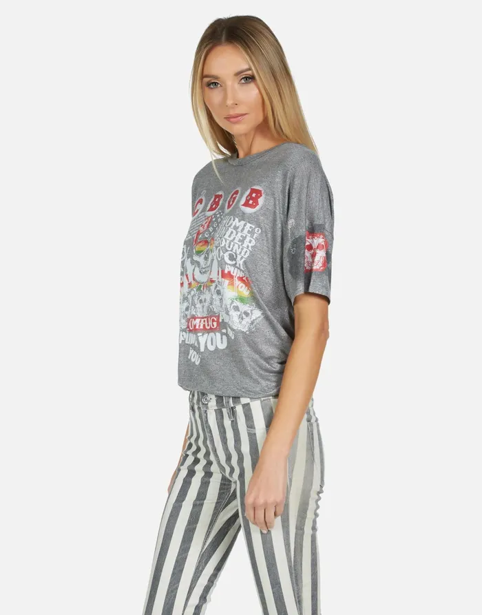Jolene CBGB 1973 Heather Grey Women039s Lauren Moshi Short Sleeve
