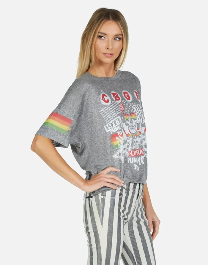 Jolene CBGB 1973 Heather Grey Women039s Lauren Moshi Short Sleeve