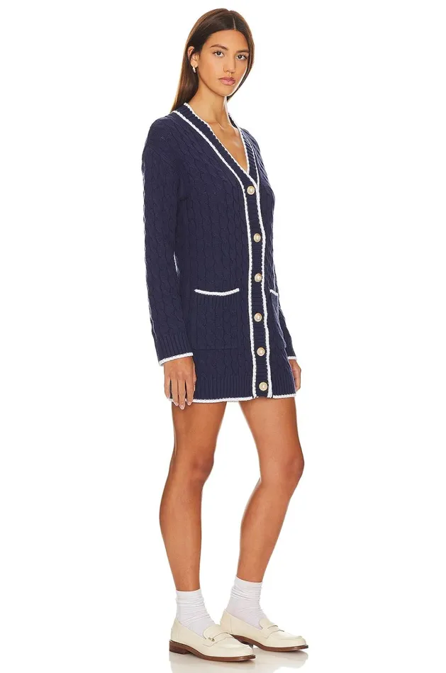 Julienne Cable Knit Dress Navy and Ivory Women Lovers Friends Dresses