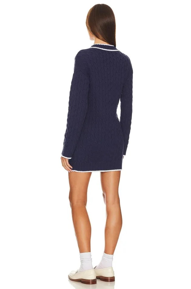 Julienne Cable Knit Dress Navy and Ivory Women Lovers Friends Dresses