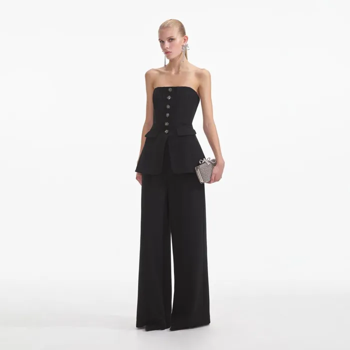 Jumpsuits Women Self Portrait Black Bandeau Crepe Jumpsuit