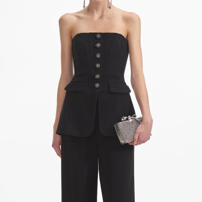 Jumpsuits Women Self Portrait Black Bandeau Crepe Jumpsuit