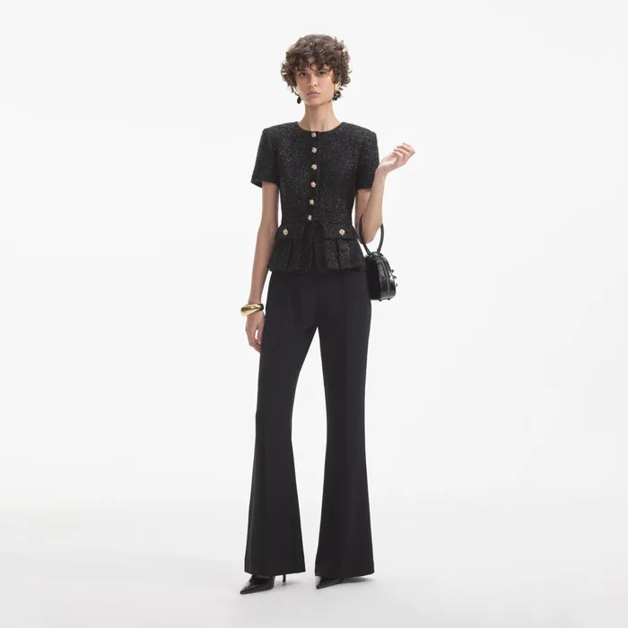Jumpsuits Women Self Portrait Black Tinsel Boucle Jumpsuit