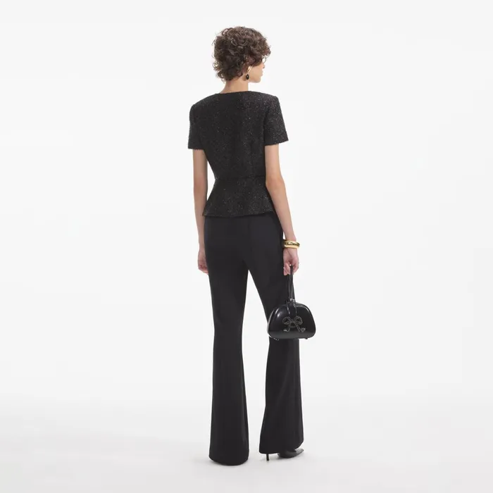 Jumpsuits Women Self Portrait Black Tinsel Boucle Jumpsuit