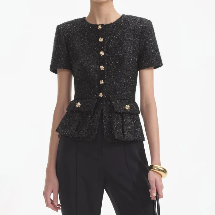 Jumpsuits Women Self Portrait Black Tinsel Boucle Jumpsuit