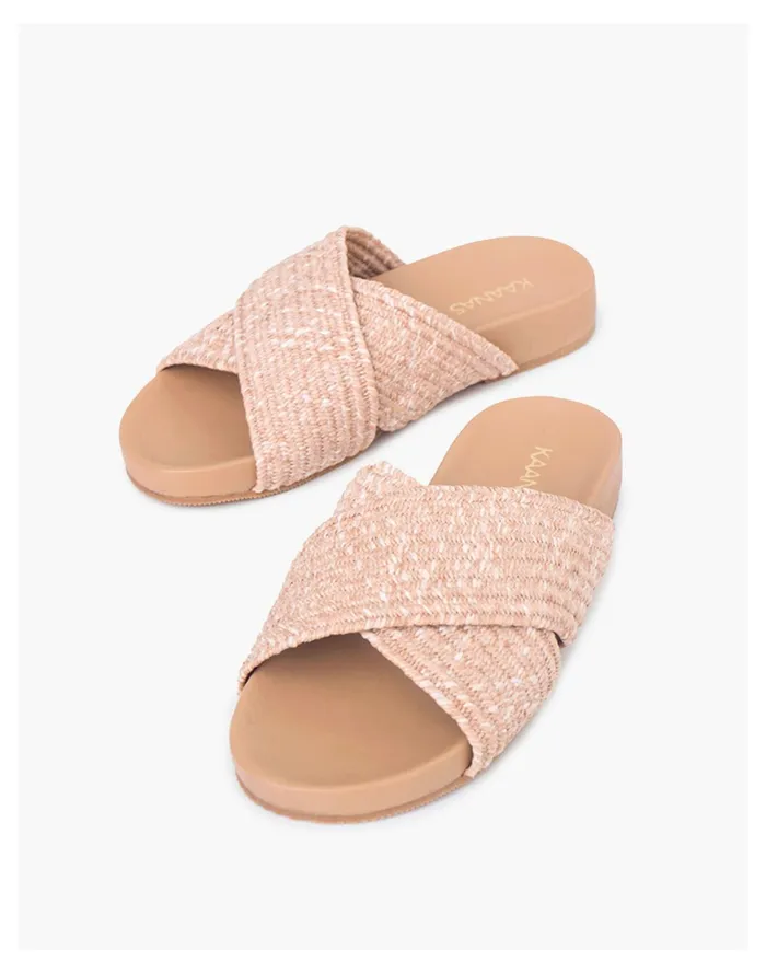 KAANAS Miri Cross Over Elastic Braid Pool Slide Light Pink Women Madewell Sandals