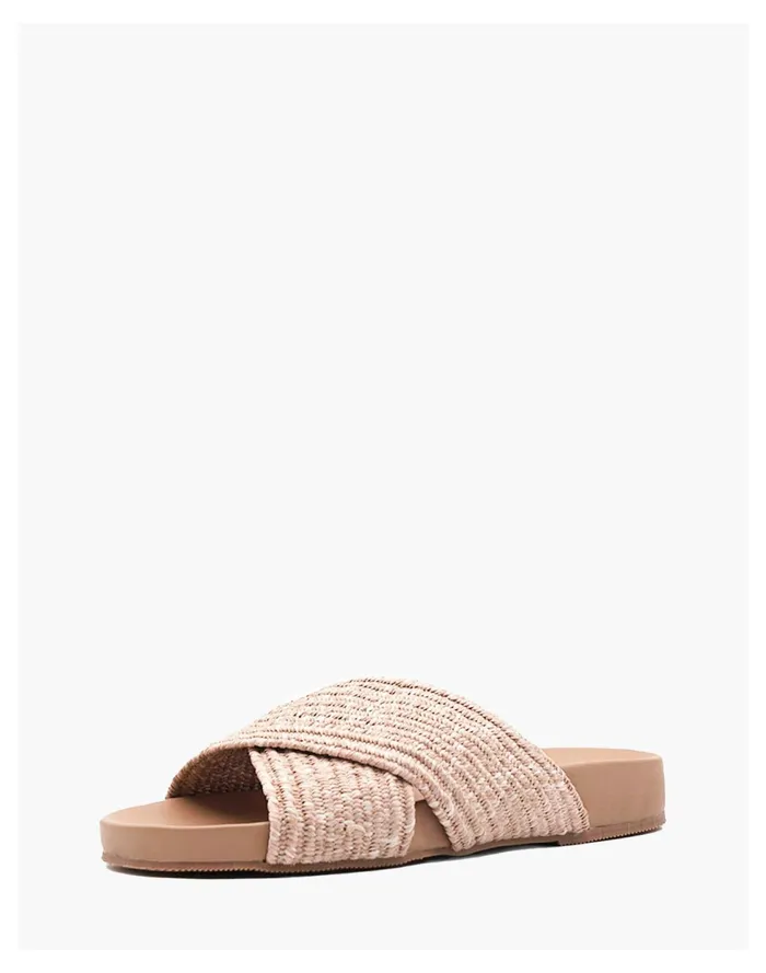 KAANAS Miri Cross Over Elastic Braid Pool Slide Light Pink Women Madewell Sandals