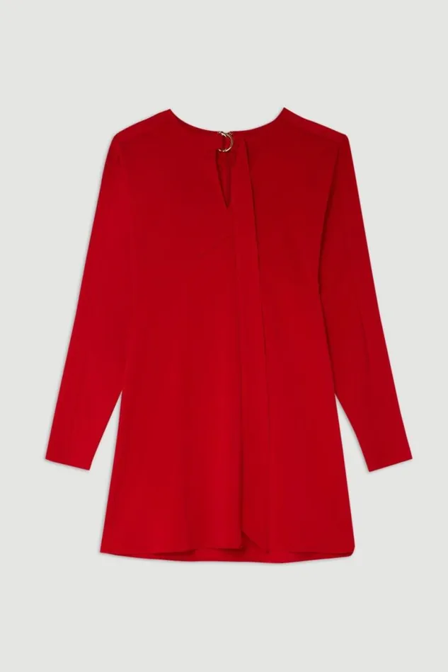 Keyhole Tie Jersey Crepe Mini Dress Red Women Karen Millen Dresses