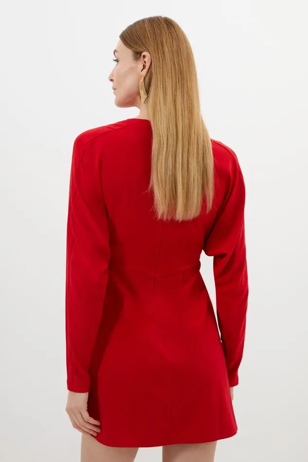 Keyhole Tie Jersey Crepe Mini Dress Red Women Karen Millen Dresses