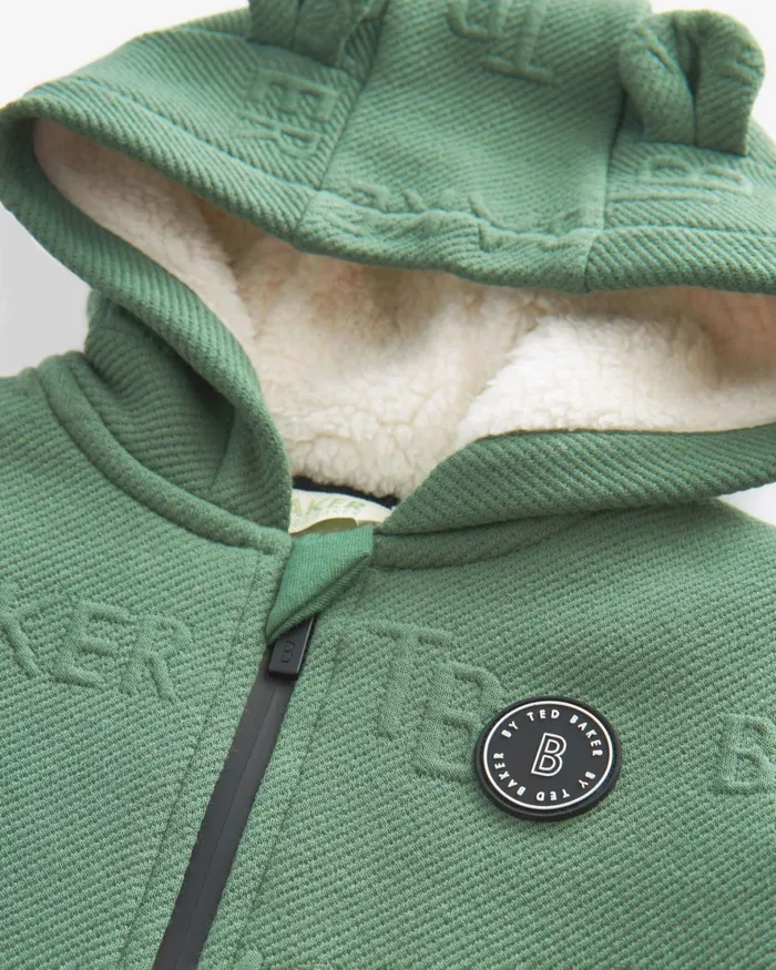 Kids CACE 8211 Branded Fleece Lined Snuggle Suit Green Ted Baker Baby
