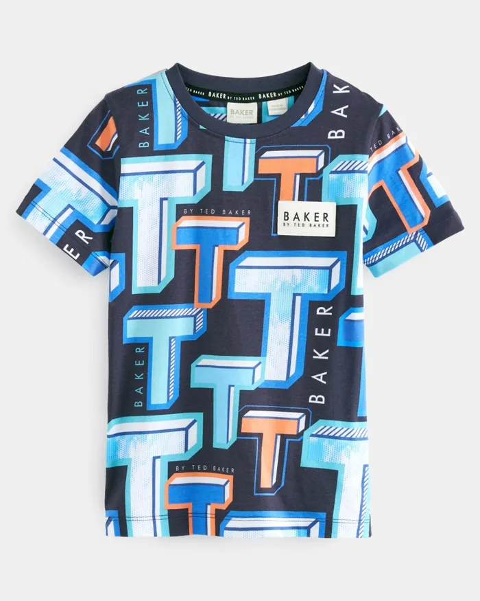 Kids COSTACH 8211 Graphic TPrint Cotton TShirt Blue Ted Baker Tops