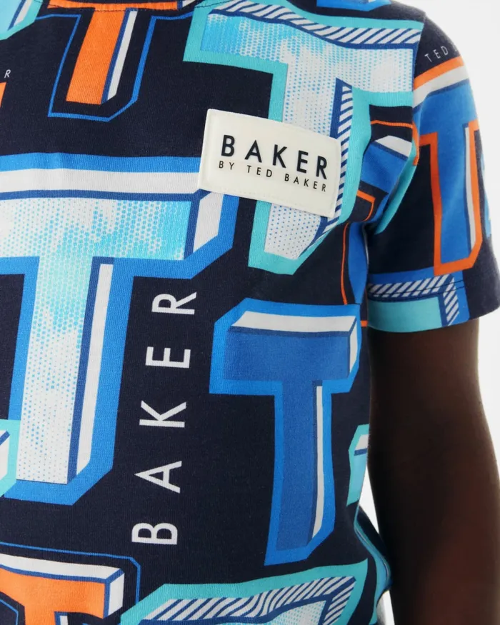 Kids COSTACH 8211 Graphic TPrint Cotton TShirt Blue Ted Baker Tops