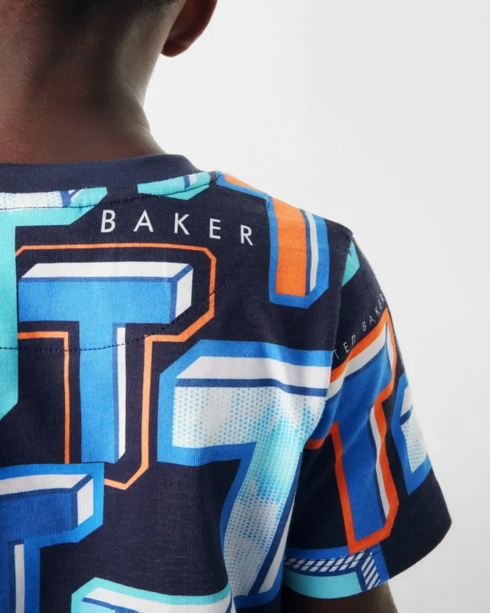 Kids COSTACH 8211 Graphic TPrint Cotton TShirt Blue Ted Baker Tops