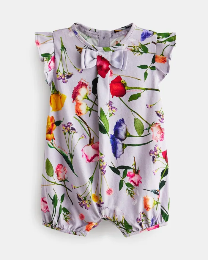 Kids ELODDE 8211 Floral Bow Detail Jersey Romper Lilac Ted Baker Playsuits and Sets Kids ELODDE 8211 Floral Bow Detail Jersey Romper Lilac Ted Baker Playsuits and Sets
