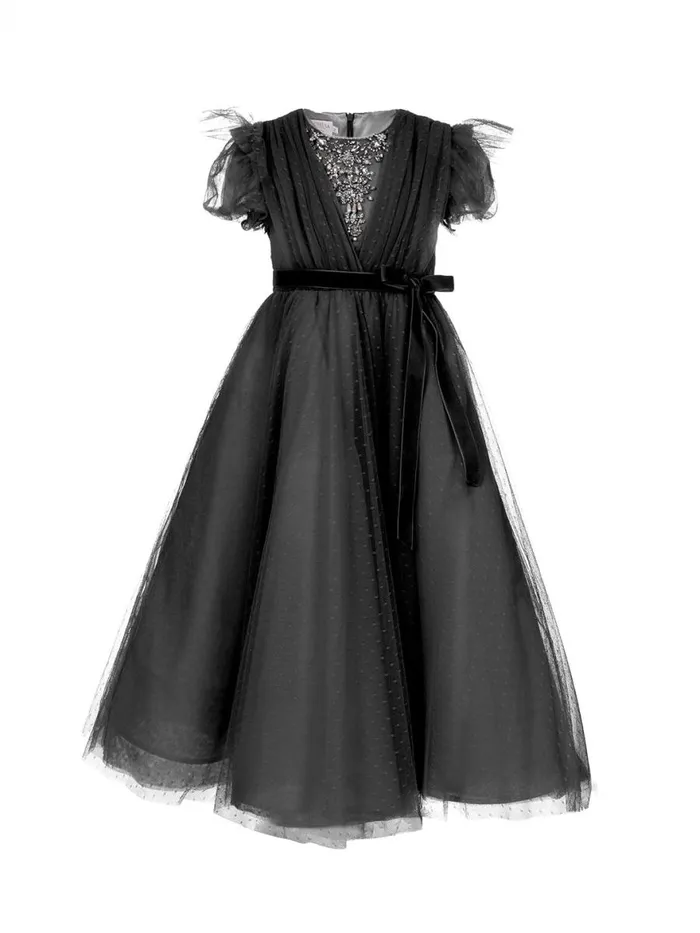 Kids Gowns Marchesa Embellished Plumentis Gown Black