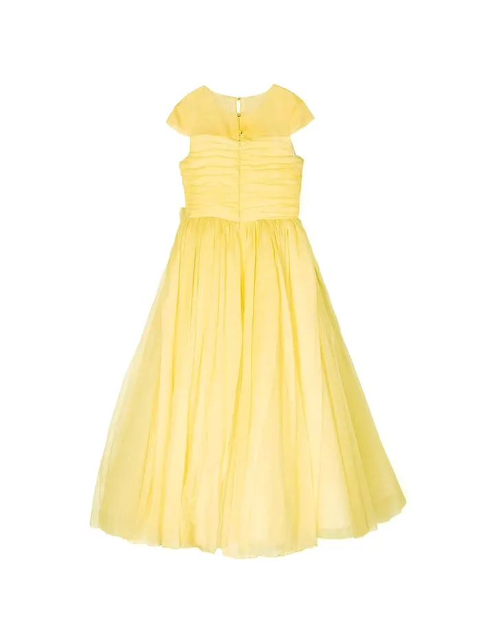 Kids Gowns Marchesa FlowerEmbellished Crepe Gown Yellow