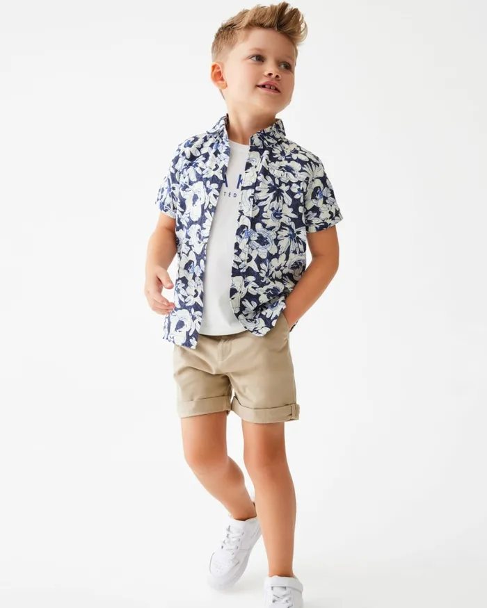 Kids HALIMAT 8211 Short Sleeve Floral Shirt And TShirt Set Navy Ted Baker Tops Kids HALIMAT 8211 Short Sleeve Floral Shirt And TShirt Set Navy Ted Baker Tops