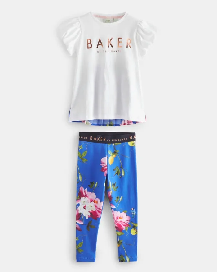 Kids JEMMEEY 8211 Pleated Back TShirt And Leggings Set Blue Ted Baker Playsuits and Sets Kids JEMMEEY 8211 Pleated Back TShirt And Leggings Set Blue Ted Baker Playsuits and Sets