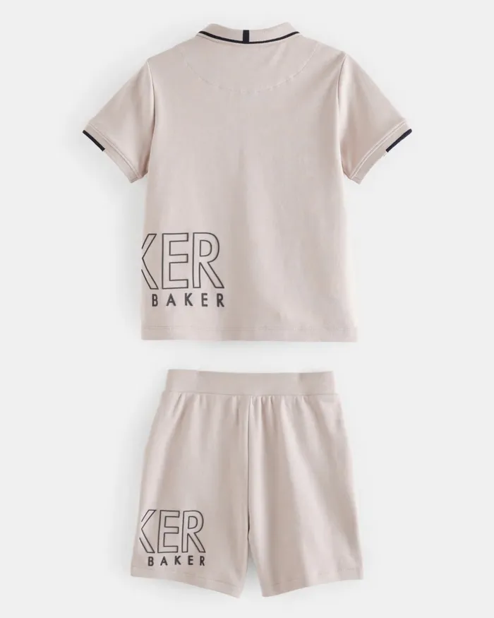 Kids LADLUM 8211 Branded Polo Shirt And Shorts Set Stone Ted Baker Sets and Outfits Kids LADLUM 8211 Branded Polo Shirt And Shorts Set Stone Ted Baker Sets and Outfits