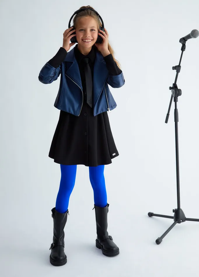 Kids Liujo Outerwear Glossy Jersey Jacket Blue