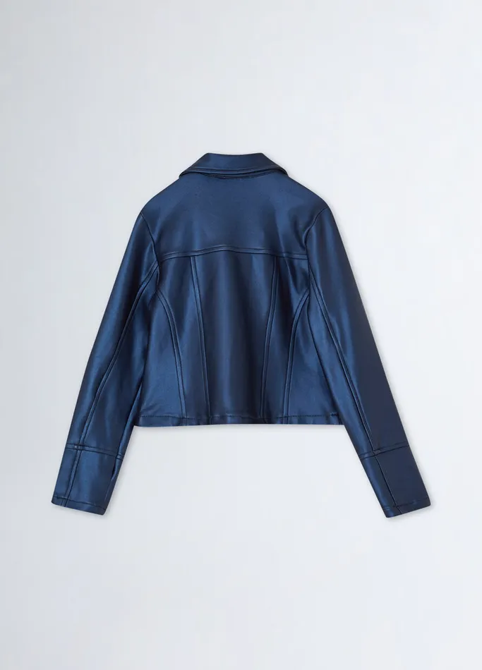 Kids Liujo Outerwear Glossy Jersey Jacket Blue