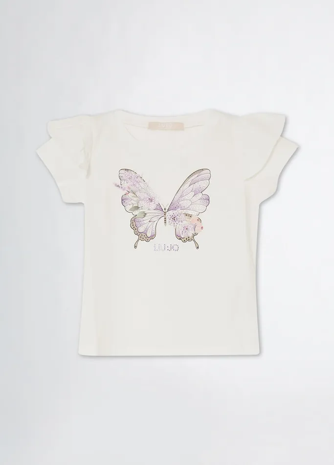 Kids Liujo Topwear Cotton TShirt With Print White