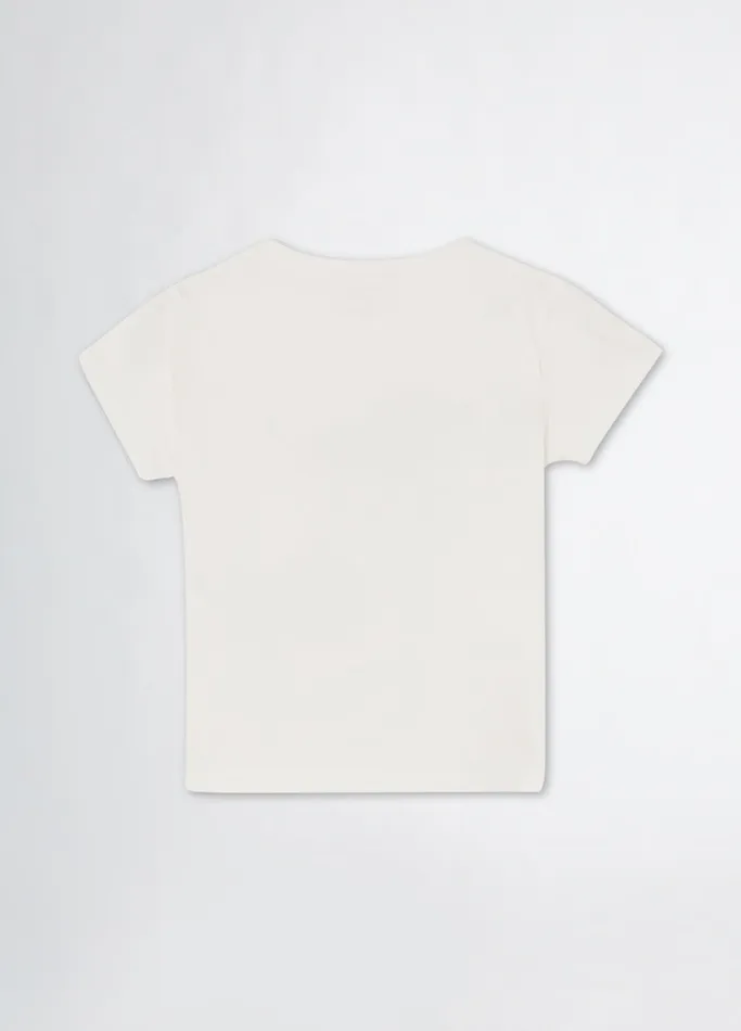 Kids Liujo Topwear Cotton TShirt With Rhinestones White