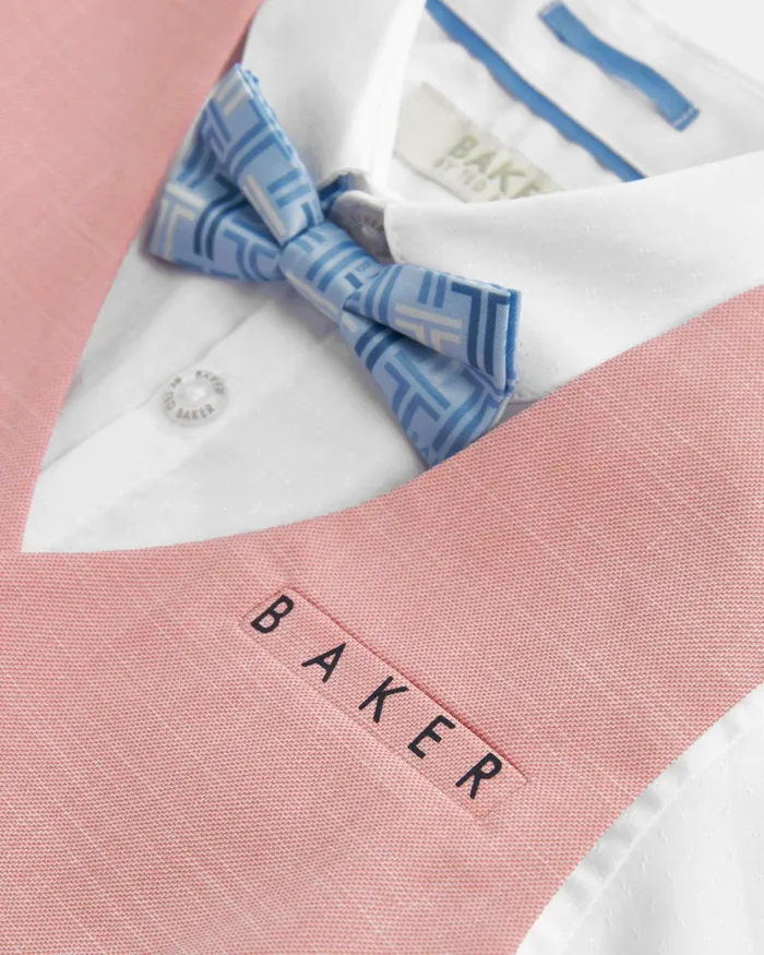 Kids NELU 8211 Branded Waistcoat Shorts And Shirt Set Pink Ted Baker Tops